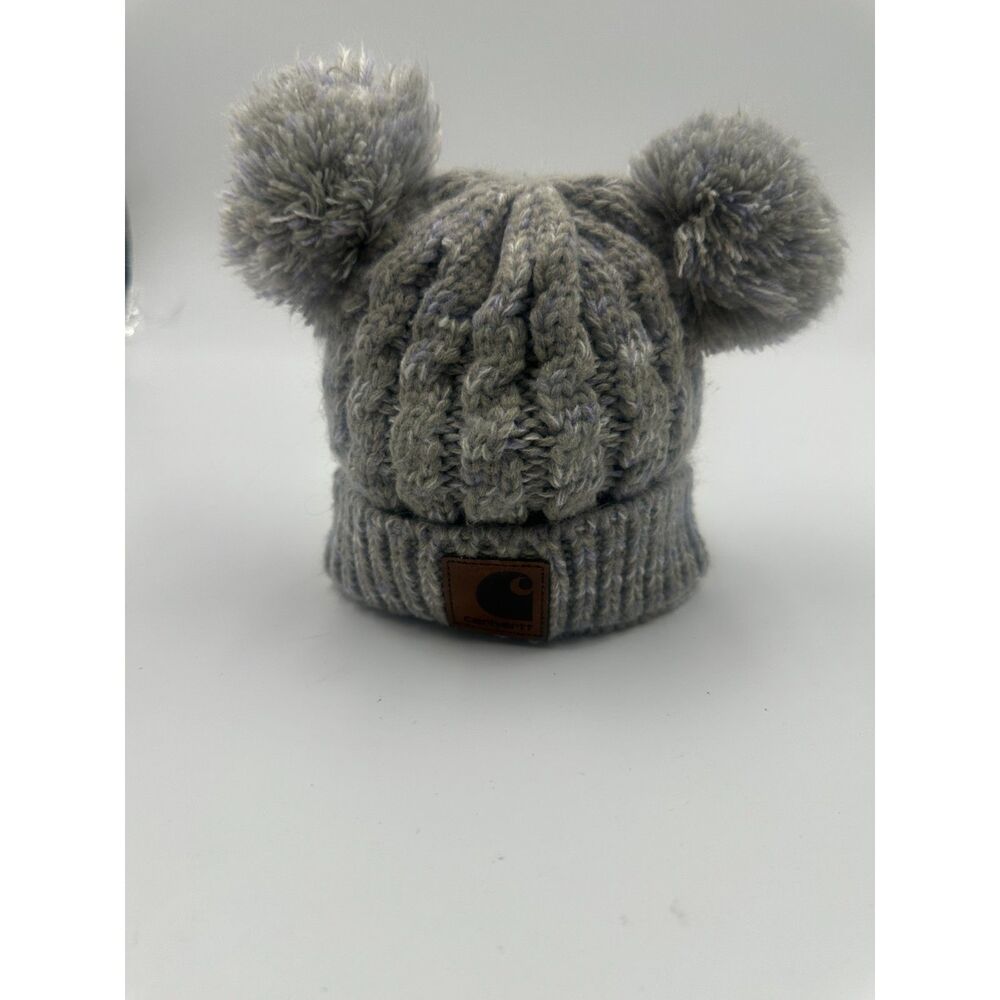 Carhartt Toddler Knitted Beanie 12-18 mo w/ Two Ears Pom Poms Soft and Warm - Picture 3 of 6